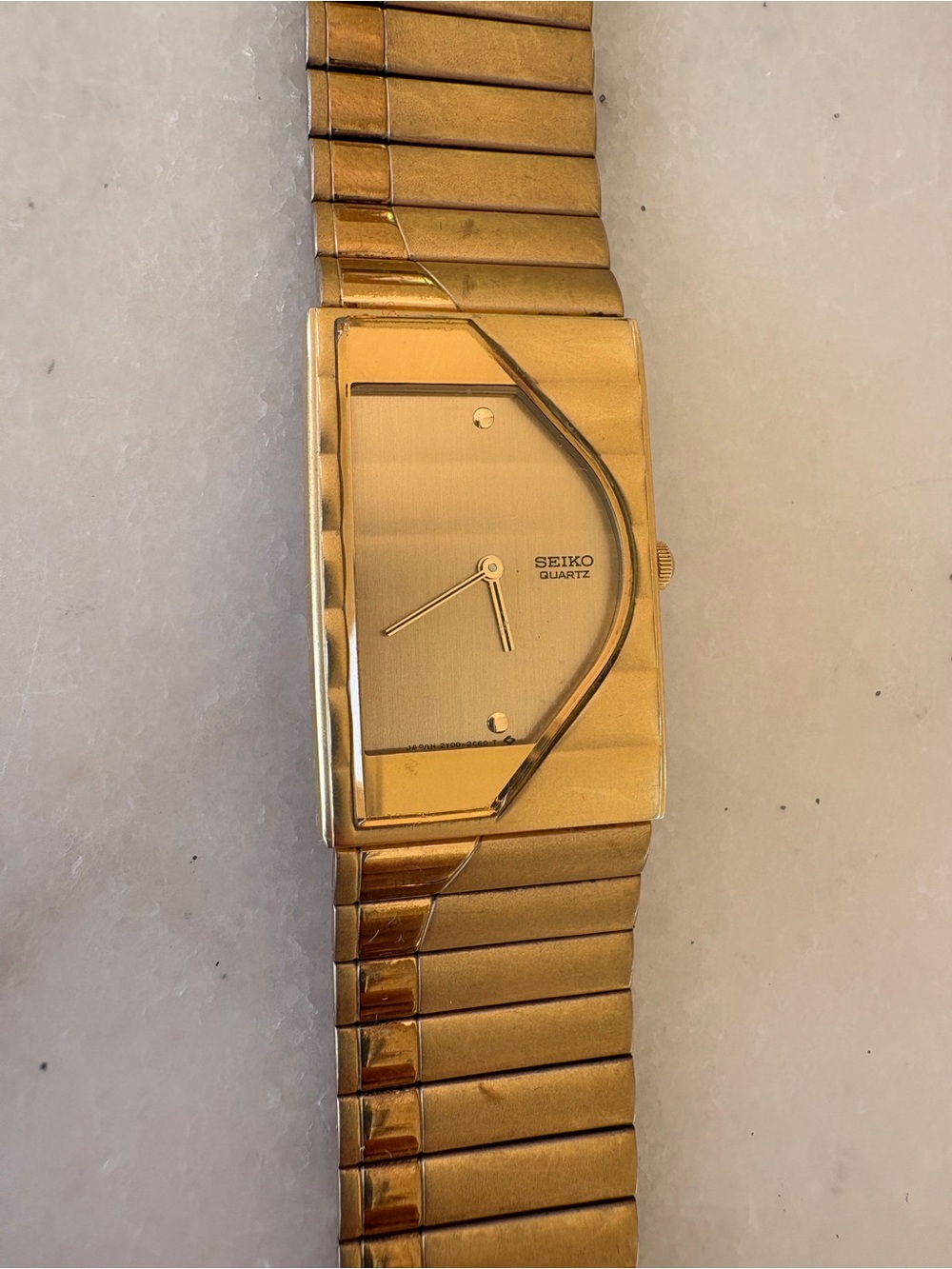 Seiko Half Moon Gold Tone Quartz Dress Watch